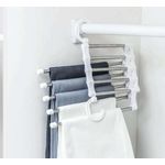 product_image_name-Generic-5 in 1 Stainless Steel Multi-Purpose Pants Hangers Jeans Clothes Organizer Folding Storage Rack Space Saver for Hanging - white-1