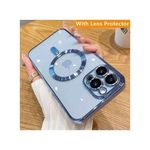 IPhone 14 Pro Max (BLUE) Transparent/Clear Magnetic Wireless Charging Magsafe Case