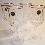 Cristal 6pcs d'Arques Garanti France Stemware 24% Lead Crystal glass 6" tall Pair, Gold rim wine glass 