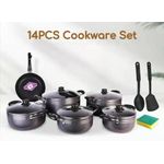 Tornado 14 pcs non stick black cookware set