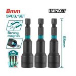 product_image_name-TOTAL-8mm Impact Magnetic Nut -Set of 3 Pcs, ¼ inch Hex Shank- TAC270831-2