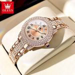 Olevs Rose Gold Crystal Luxury Watch
