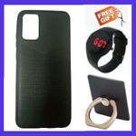 Back Cover For Samsung Galaxy A02s Black +Free Watch +Free Ring