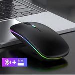 Wireless Bluetooth + 2.4G Dual-mode Rechargeable LED Optical Mouse - (Black)