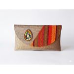 stylish beaded leather clucth bag