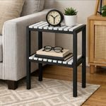product_image_name-Generic-Black and White Wooden Side Table – White Slatted Top-1