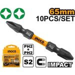 product_image_name-Ingco-SDBIM21PH233 Impact Screwdriver bit PH2+PH2  65mm 10pcs/set-2