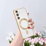 product_image_name-Generic-Gold Electroplated Clear Case With Magnet, Compatible With Magsafe For Magnetic Accessories, Case Cover For Samsung Galaxy A35-1