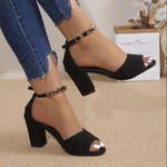 BLOCK HEELED SANDLES/ OPEN-TOE