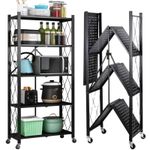product_image_name-Generic-Strong 5 Tier Metallic Storage Kitchen Storage Rack with Wheels-1