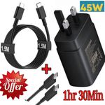 Samsung Super Fast 45W USB C Charger Adapter For Type C Devices- Black 