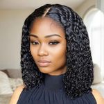 product_image_name-Generic-Women's Lace Front Wig Curly Deep Wave Short Bob Wig - Black-1