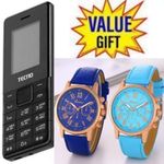Tecno SMALL BUTTON PHONE // T301 2/Dual Sim,Button/KABAMBE/KATULULU/MULIKA MWIZI + 2 LUXURY WATCHES