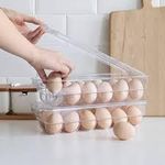 product_image_name-Generic-16 Grid Egg Holder with Lid & Handle - Clear Plastic Refrigerator Egg Storage Container, Stackable Egg Tray, Kitchen Organizer, Fresh Keeping Box-1