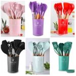 product_image_name-Generic-Silicone Non Stick Cooking Spoon Set,Silicon Heat Resistant Kitchen Cooking Utensils , Silicone Kitchen Spoon set,  silicon spoon set-2