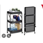 product_image_name-Generic-Foldable 3 layer metallic mesh trays trolley rack  -2