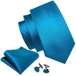 product_image_name-Fashion-Solid teal blue necktie with cufflinks and pocket square -1
