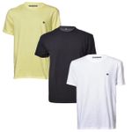 3-Pack Round Neck 100% Cotton T-shirts, Yellow/White/Black
