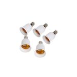 E14 To E27 Screw Base Lamp Holder Adapters For Rechargeable And Dimmable Table Lamps, 5 Pack Socket Converters