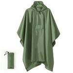 3-in-1 outdoor waterproof rain poncho-Army green