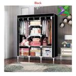 TC Black Portable Wooden 3 Column Wardrobe