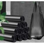 100PCS BLACK GARBAGE BAGS WITH HANDLE