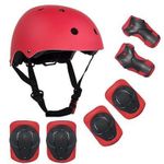 product_image_name-Generic-7pcs Red Cycling Hard Protective Helmet and 6pcs Protective Guards-2