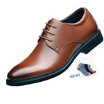 Formal Official Leather Shoes For Men-BROWN+Free Pair Of Socks