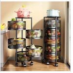 5-Tier Fortune Focus Rotating Kitchen Rack – 360 Degree Circular Storage with Wheels