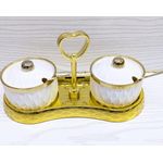 Deluxe Twin Ceramic Condiment Set with Heart-Handle Stand