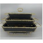 Nice 3pcs white  gold  ceramic chaffing dish  