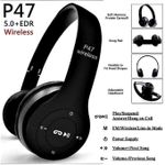 product_image_name-P47-Wireless Bluetooth Headphones, TF Card Slot ,black-1
