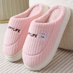 product_image_name-Fashion-Pink Topibaaz Winter  Warm Slippers For Women Men Home Fluffy Furry Slippers New Soft Plush Platform Non Slip Bedroom Slides-2