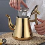 2ltrs tea pot with filter gold thicker stainless steel