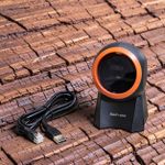 Main-one POS Compatible Office Use 1D & 2D Desktop Table Mount Laser Barcode Scanner Reader 