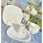 18 Pieces Trendy White Dinner Set – Plates, Bowls & Cups Tableware Combo