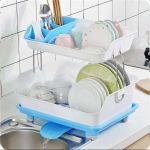 product_image_name-Generic-2-Layer Classy Dish Drainer – Stainless Steel & Plastic Kitchen Rack-1