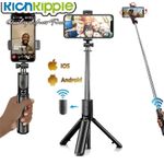 The 1.7M 3in1 extendable selfie stick tripod with a fill light