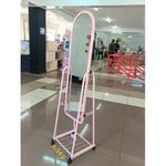 Pink Full Length Dressing Mirror with Wheels and shoes Rack