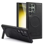 product_image_name-Generic-Samsung Galaxy S24 Ultra Case, Black Premium Leather Magnetic Phone Cover with MagSafe Classic Bold Shield and Wireless Charging-1