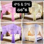 Four Stand Mosquito Net With Frame Breathable Mesh Bed Net Multiple Sizes