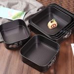 product_image_name-Generic-Black 6PCS Square Baking Pan Set – Non-Stick Cake Tins with Removable Base-1