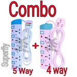 Power King 4 Way Power Extension Cable - White+ Free Gift.