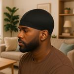 product_image_name-Fashion-2PCS Silky Stocking Wave Cap for Men, Good Compression Over Durag (Black)-4