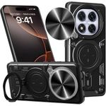 Military-Grade Rotating Ring Stand Case for Redmi Note 14 Pro Plus – Shockproof Dual-Layer Cover with Sliding Camera Protector (Black)