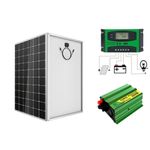 Max Solar 400 Watts Solar Panel All Weather Solar Panel + Free 10A Solar Charge Controller + Free 300W Solar Power Inverter   DC To AC Solar Inverter 