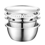 product_image_name-Generic-4-Piece Stainless Steel Kitchen Bowl Set - 304 Grade Colander, Mixing Bowl, Strainer & Lid, Cooking Salad Mixing Bowls, 26cm-3