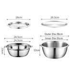 product_image_name-Generic-4-Piece Stainless Steel Kitchen Bowl Set - 304 Grade Colander, Mixing Bowl, Strainer & Lid, Cooking Salad Mixing Bowls, 26cm-5