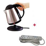 Nunix Cordless Elect Kettle With Free 4-Way Ext Cable- Silver.