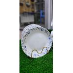 6PC 10.5" Blue Flowered Ceramic Plates – Elegant Dinnerware Set